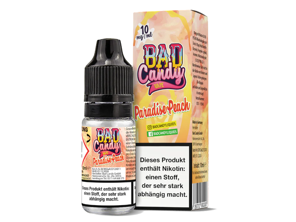 BAD CANDY - PARADISE PEACH - NIKOTINSALZ LIQUID